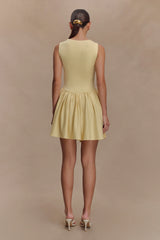 Sharon Scuba Jersey Mini Dress - Pastel Lemon