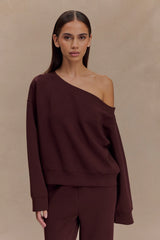 Aiden Slouchy Crew Jumper - Chocolate
