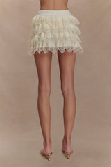 Margaret Lace Ruffle Mini Skort - Cream