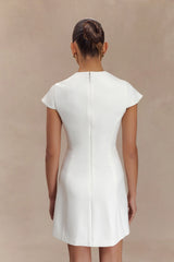 Remi Suiting Mini Dress With Floral Hardware - White