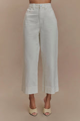 Kaitlyn Cropped Wide Leg Jeans - White