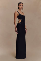 Angelique Beaded Crepe Maxi Dress - Black