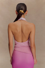 Safiya Asymmetrical Halter Top - Ombre Pink