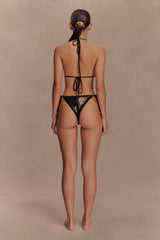 Huntleigh Crochet Bikini Bottom - Black & Gold Sunshine Print