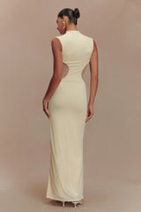 Massie Slinky And Mesh Maxi Dress - Lemon