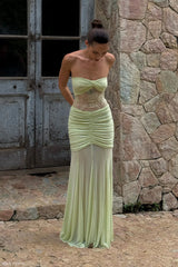 Khadijah Lace And Mesh Maxi Dress - Sage