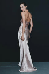 Cedar Strapless Satin Maxi Dress - Soft Pink