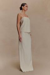 Casey Linen Embroidered Maxi Skirt - Natural