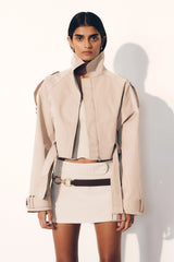 Frank Cropped Collared Jacket - Camel