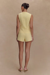 Malika Sleeveless Gold Button Vest - Lemon