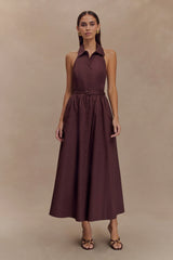 Cindy Collared Midi Dress - Chocolate