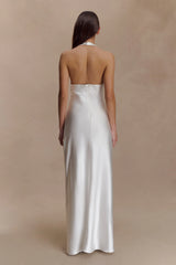 Alice Satin Halter Maxi Dress - White