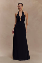 Malakhai Chiffon Halter Maxi Dress - Black