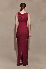 Magnolia Sleeveless Diamante Maxi Dress - Wine