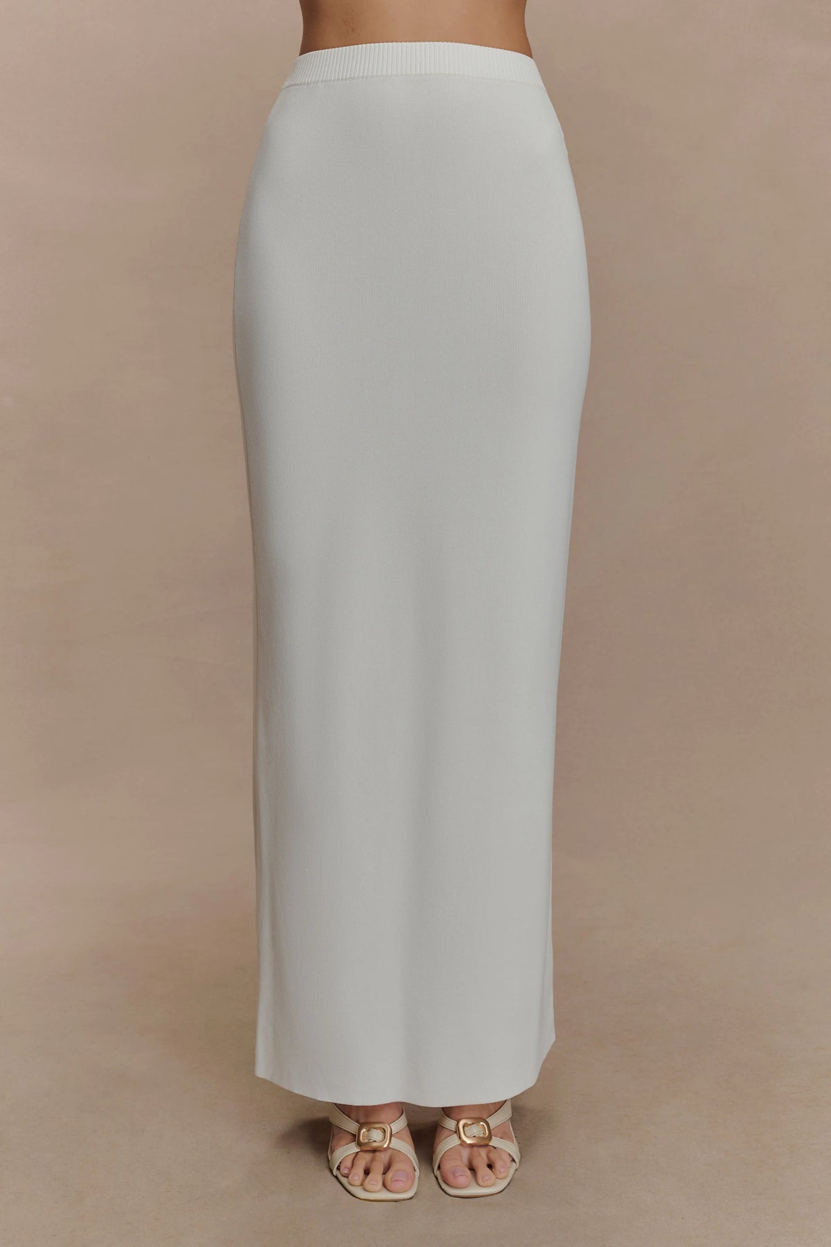 Francisca Mid Rise Knit Maxi Skirt - White