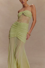 Khadijah Lace And Mesh Maxi Dress - Sage