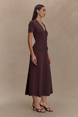 Pearson Short Sleeve Knit Midi Dress - Chocolate