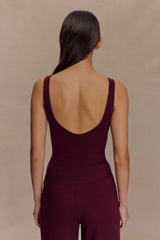 Natalya Ribbed Knit Cami Top - Merlot