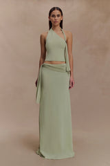 Bowie Low Rise Knit Maxi Skirt - Pastel Green