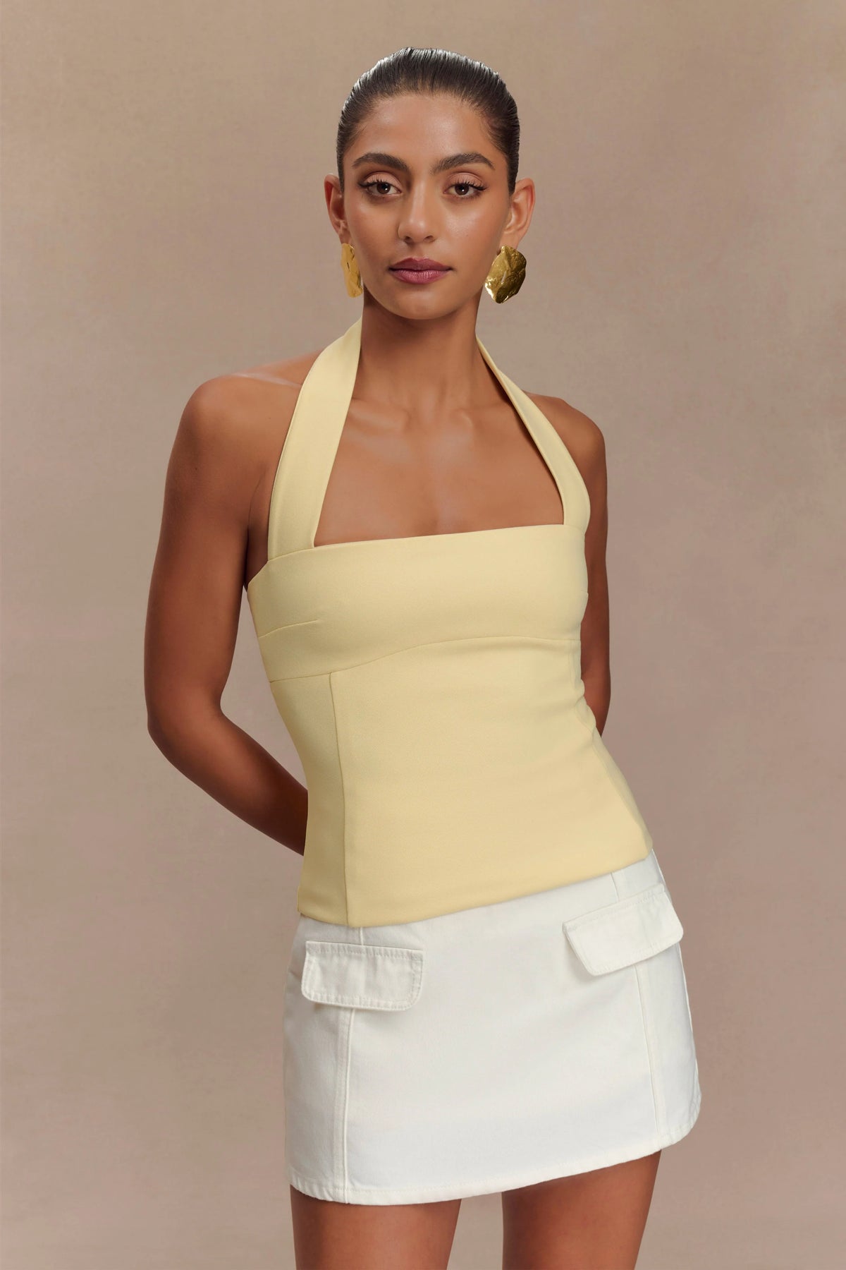 Amelita Suiting Halter Top - Pale Lemon