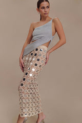 Corah Lurex Drape Knit Top - Silver