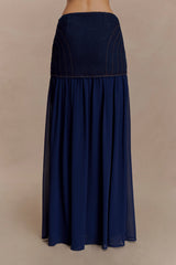 Tully Chiffon Denim Maxi Skirt - Indigo Blue