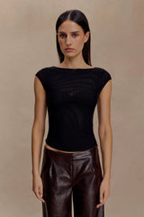Romana Short Sleeve Mesh Top - Black