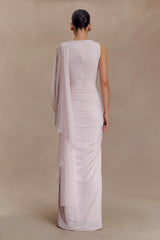 Amandine Ruched Slinky Maxi Dress - Pale Pink