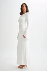 Bruna Slinky Fishtail Maxi Skirt - White