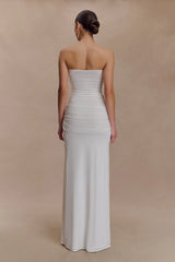 Mirren Strapless Slinky Maxi Dress - White