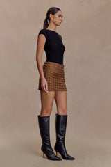 Cordia Satin Mini Skirt - Chocolate