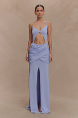 Reama Wrap Over Knit Maxi Dress - Cornflower Blue