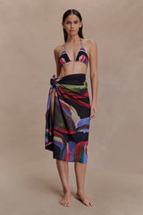 Evie Chiffon Sarong - Multi Fluid Reverie Print