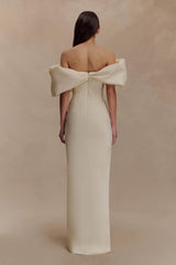 Angelica Taffeta Off Shoulder Bridal Gown - Soft Beige