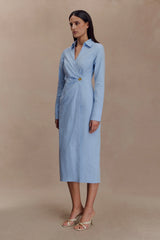 Mikaila Asymmetric Shirt Dress - Blue
