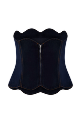 Oakley Strapless Scallop Denim Top - Indigo Blue