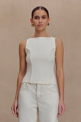 Coraline Panelled Sleeveless Top - White