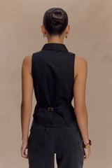 Selene Sleeveless Halter Shirt - Black