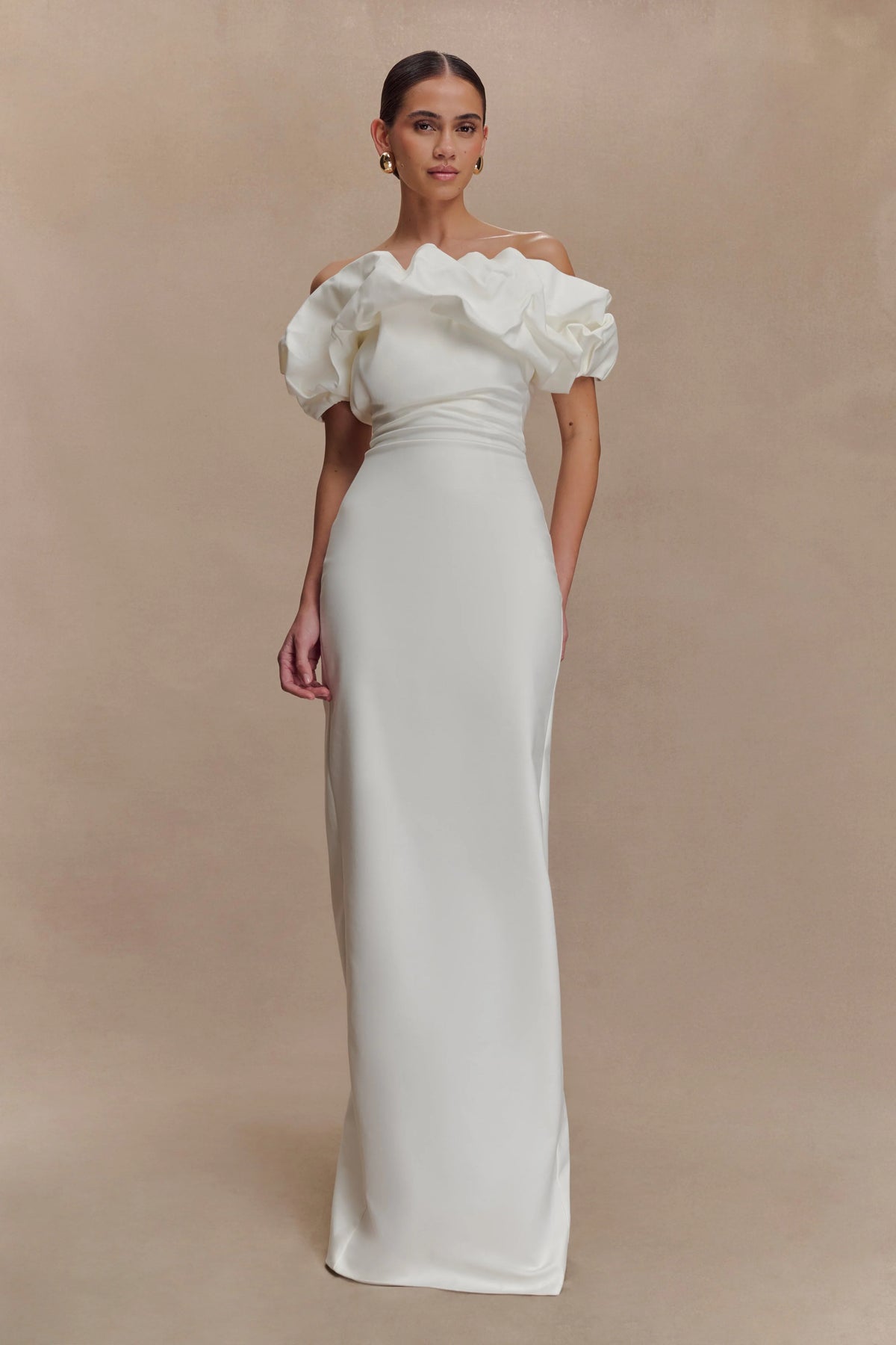 Sariya Sculptural Maxi Dress - White