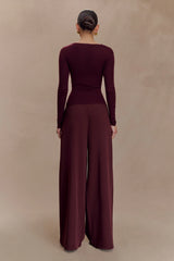 Culver Draped Twist Knit Top - Wine