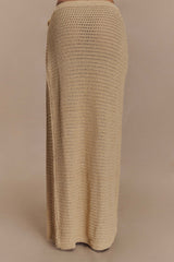 Abigail Floral Crochet Maxi Skirt - Gold