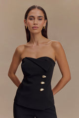 Lindie Strapless Suiting Top - Black