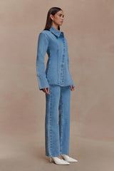 Janine High Waisted Straight Leg Jeans - Classic Blue