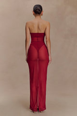 Aoife Strapless Mesh Bodysuit - Raspberry