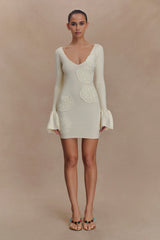 Amari Knit Crochet Knit Mini Dress - Ivory