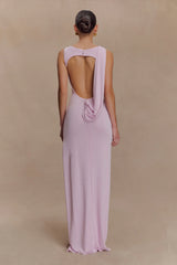 Henley Slinky Drape Maxi Dress - Baby Pink
