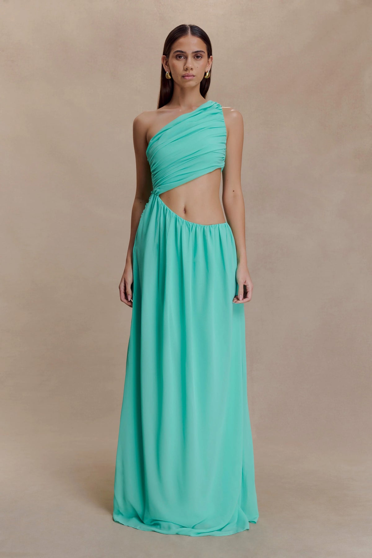 Aria Chiffon Cut Out Maxi Dress - Lagoon
