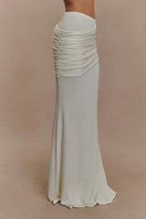 Irene Gathered Knit Maxi Skirt - Ivory