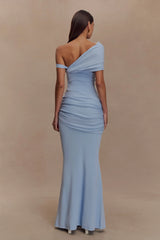 Irene Gathered Knit Maxi Skirt - Blue