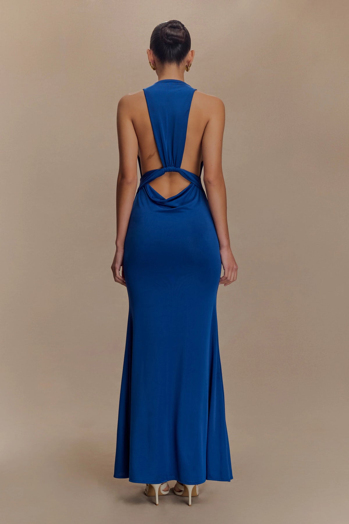 Elke Slinky V Neck Maxi Dress - Cobalt